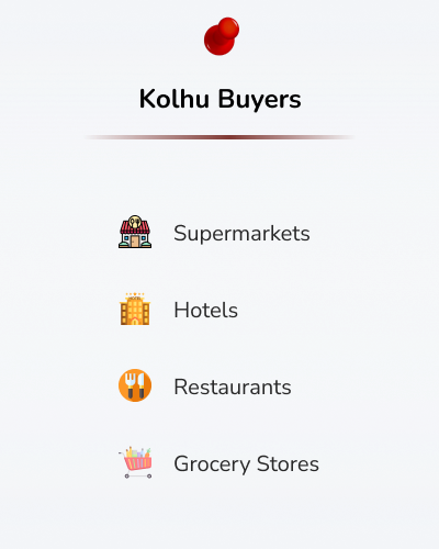 Kolhu's buyer segments: supermarkets, hotels, restaurants and grocery stores